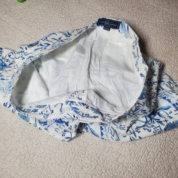 Kiel James Patrick Linen Cotton Blend Chinoiserie Beach Pattern Shorts Size 10 - Picture 16 of 16